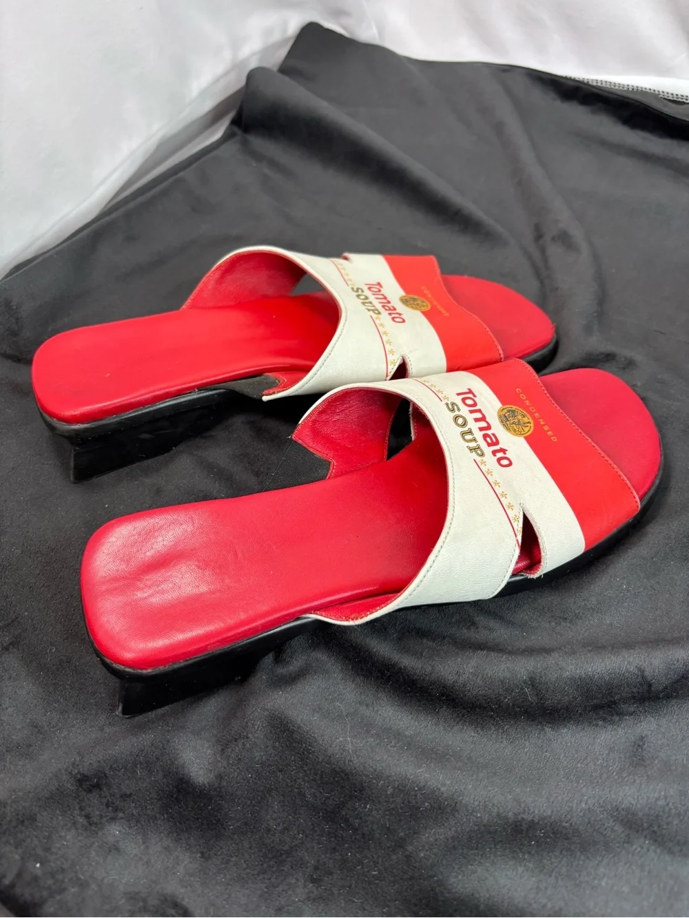 Vintage 1990s Jeon Campbell’s Tomato Soup  Pop Art Novelty Slide Sandals Sz - Picture 7 of 10